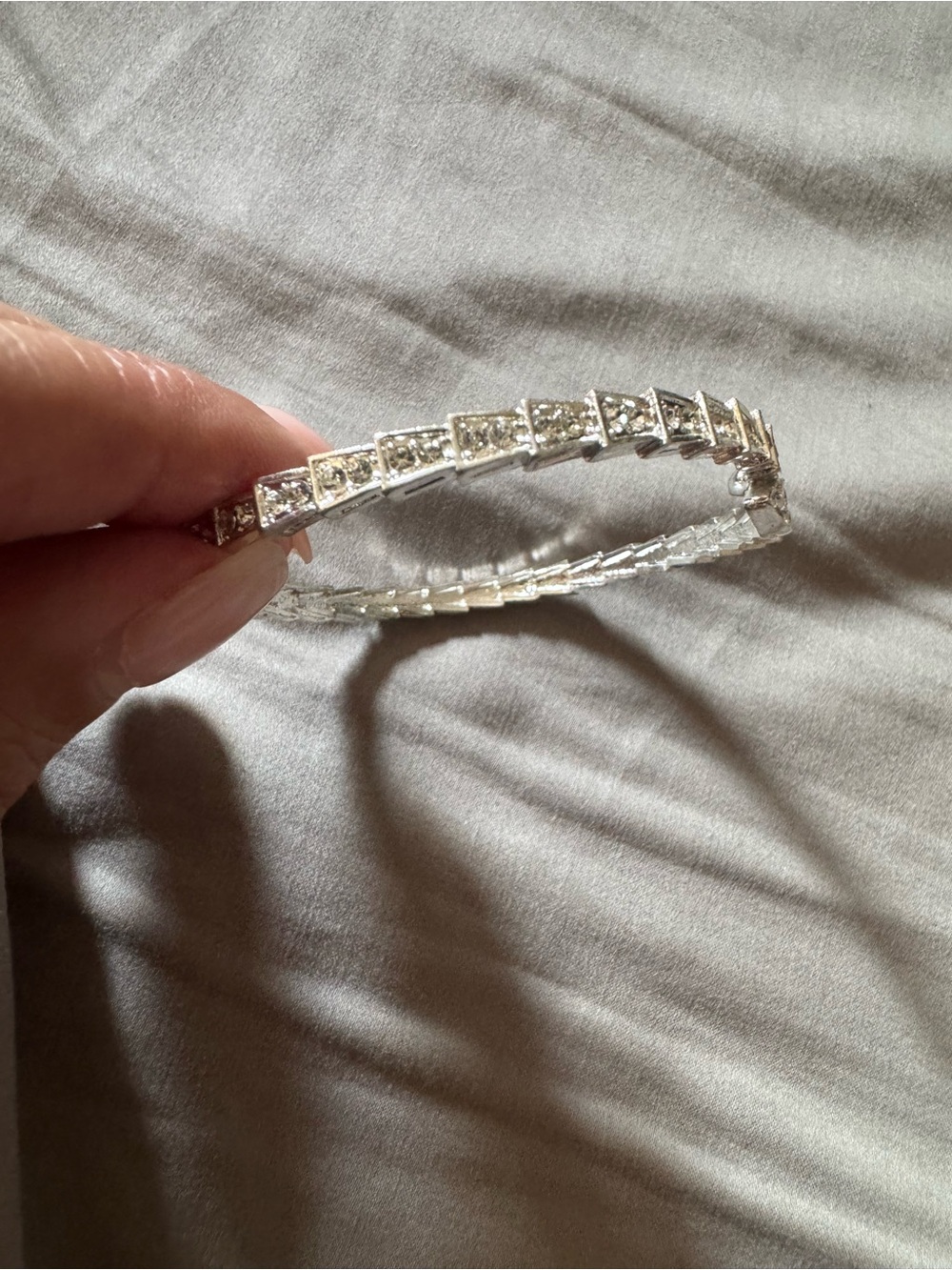 Silver-Tone Crystal Tennis Bangle